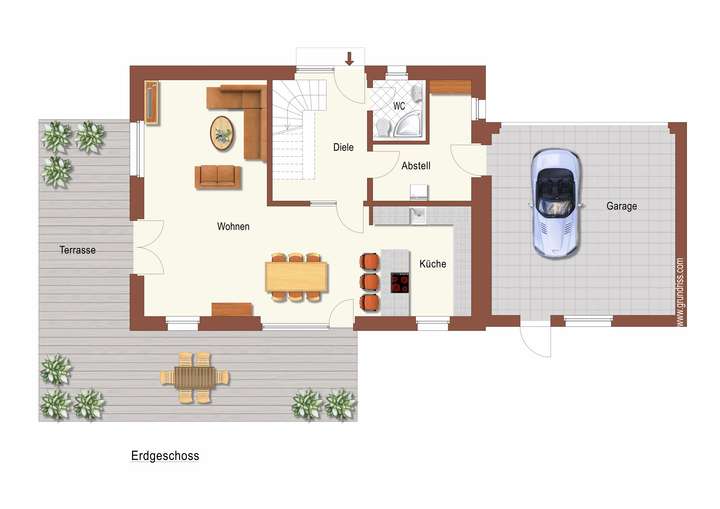 Grundriss-Skizze Erdgeschoss