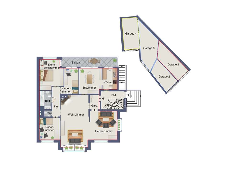 Grundriss visualisiert EG