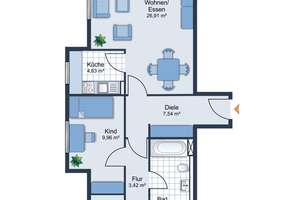 3 Zimmer • Eigentumswohnung • Altchemnitz • Balkon • Tiefgaragenstellplatz • schöne Lage • vermietet – Die vollständige Adresse der Immobilie erhältst du vom Anbieter., 9125 Altchemnitz, Chemnitz – Vorschaubild 2