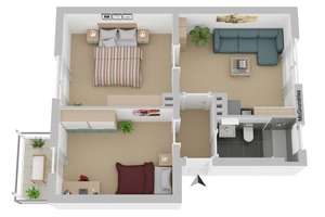 Erdgeschoß mit 2 Zimmern, Wohnküche und Balkon in Hagen-Eckesey