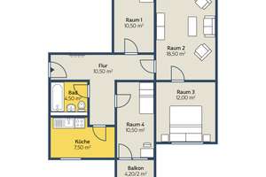 Familienfreundliche 4-Raum-Wohnung mit Balkon im Süden – 4279 Lößnig, Leipzig – Vorschaubild 2