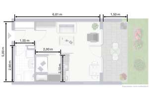 1,5-Zimmer-Wohnung mit Einbauküche, Terrasse in begrünter Hinterhauslage in der Pforzheimer Oststadt – Gymnasiumstraße 100, 75175 Oststadt, Pforzheim – Vorschaubild 8