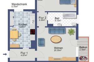 Helle 2-Zimmer-Wohnung mit Balkon in gepflegtem Mehrfamilienhaus – Die vollständige Adresse der Immobilie erhältst du vom Anbieter., 65195 Nordost, Wiesbaden – Vorschaubild 13
