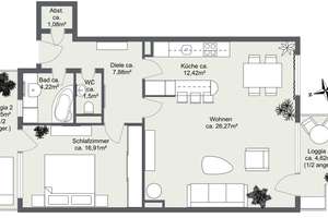 Großzügige 2-Zimmer-Wohnung mit Kamin, Süd-Loggia und Gartenzugang – Die vollständige Adresse der Immobilie erhältst du vom Anbieter., 22045 Jenfeld, Hamburg – Vorschaubild 14