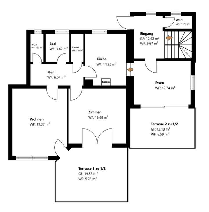 Grundriss Skizze Haus 2 EG