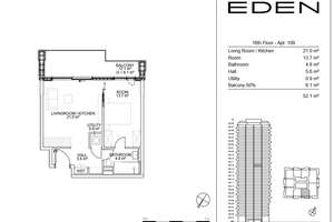 16.Etage: Zwei-Zimmer-Wohnung mit Skylineblick in Südausrichtung im Eden Tower mit Balkon – Die vollständige Adresse der Immobilie erhältst du vom Anbieter., 60327 Gallus, Frankfurt am Main – Vorschaubild 12