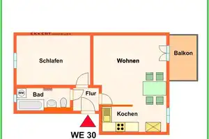 Offene Küche mit kompletter EBK - Fensterbad - Balkon - Abstellraum – Carl-von-Ossietzky-Straße 42, 9126 Chemnitz – Vorschaubild 2