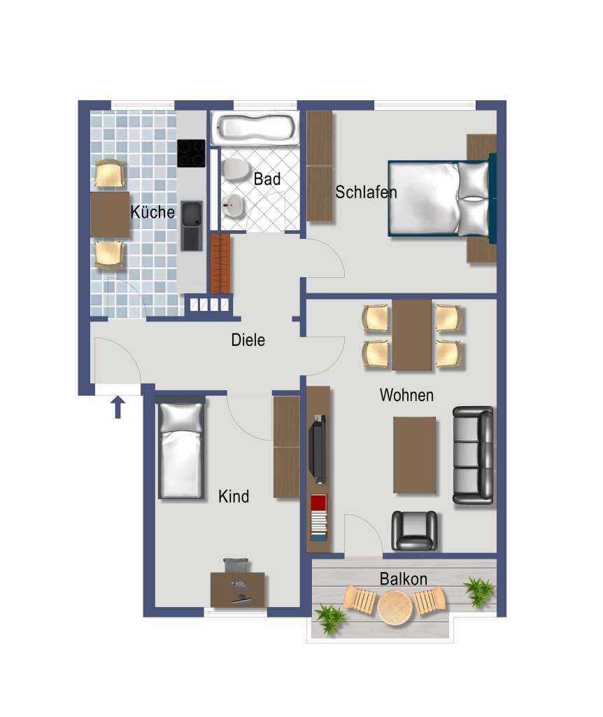 Immobilie in Grevenbroich - Zuverlässige Kapitalanlage: Langfristig vermietete 3-Zimmer-Wohnung mit Balkon - Bild 1