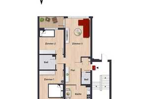 Schicke 3-Zimmer-Wohnung mit Balkon // 3.OG links – John-F.-Kennedy-Allee 19, 38444 Wolfsburg – Vorschaubild 4