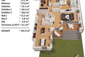 Top-Gelegenheit: Exklusive 4-Zimmer-Wohnung mit 2 privaten Gärten im Europaviertel-     Keine Makler – 60486 Gallus, Frankfurt am Main – Vorschaubild 2