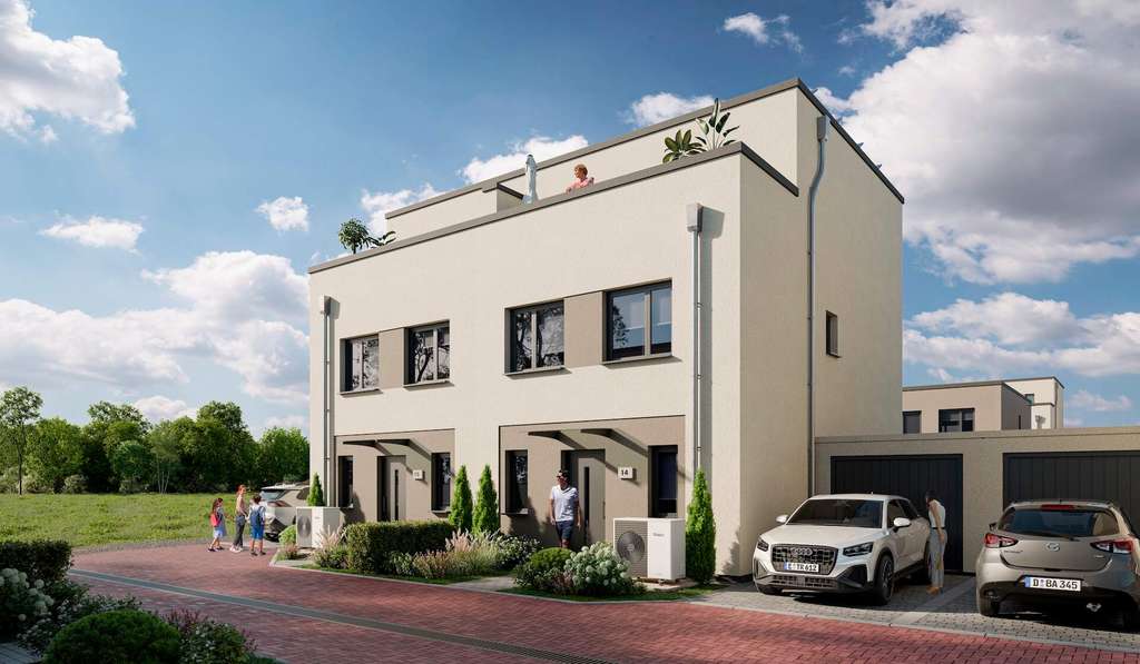 Doppelhaushälfte mit Dachstudio, Dachterrasse und Garage