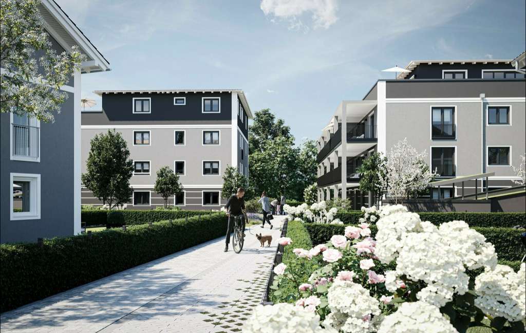 Immobilie in Prien am Chiemsee - NEUBAU: 2-Zi-Whg, 77qm, gr. überdachter Südbalkon, in Prien´s Toplage nur 600m zum See - Bild 2