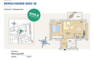 Schöne 2-Zimmerwohnung im 2. OG mit Balkon in ruhiger Lage (nur mit Wohnungsberechtigungsschein-B) – Berschener Weg 18, 45219 Kettwig, Essen – Vorschaubild 5