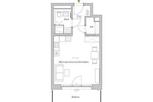 Citylife von oben: Stylisches 1-Zimmer-Apartment mit Panorama – Dösner Weg 6, 4103 Zentrum-Südost, Leipzig – Vorschaubild 2