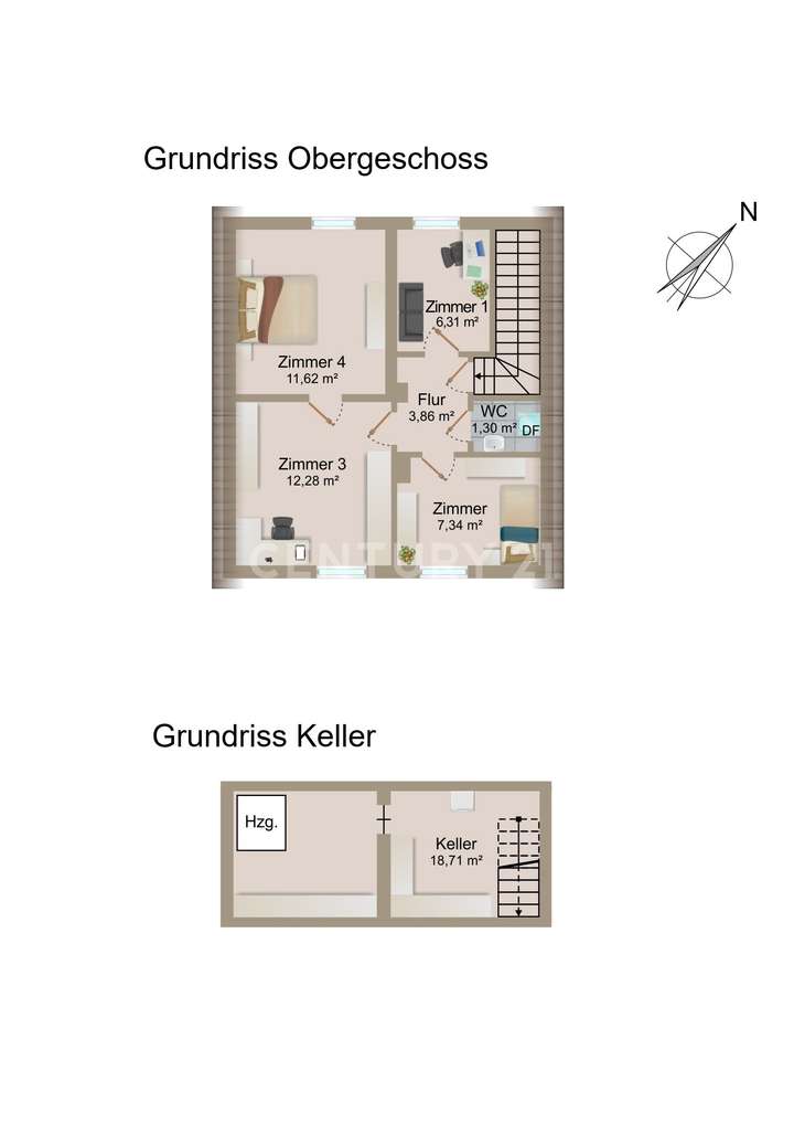 Grundriss Obergeschoss und Tei