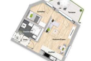 München Aubing (4 41) 2-Zimmer-Wohnung 46,11 m2 EG teilmöbliert mit Terrasse München West S-Bahn S4 – Aubing Colmdorfstraße -, 81249 Altaubing, München – Vorschaubild 2