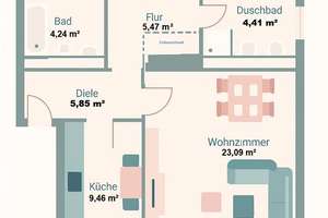Moderne 3-Zimmer-Wohnung mit Balkon & Tiefgarage im Herzen von Vluyn – Die vollständige Adresse der Immobilie erhältst du vom Anbieter., 47506 Neukirchen-Vluyn – Vorschaubild 2