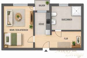 Renovierungsbedürftig & bezugsfrei 1-Zimmer-Wohnung!