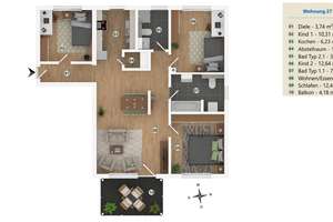 Lichtdurchflutete 4-Zi. Traumwohnung mit Einbauküche, 2 Bädern & großem Balkon,Tiefgarage und Keller – Lehrberger Str. 56, 90431 Gaismannshof, Nürnberg – Vorschaubild 16