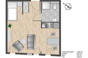 Geräumige 1-Zimmer Wohnung in der Nähe vom Ponttor! Vollmöbliert! Ca. 32 m² – Die vollständige Adresse der Immobilie erhältst du vom Anbieter., 52072 Ponttor, Aachen – Vorschaubild 12