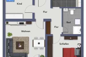 Praktisch geschnittene 3-Zimmer-möblierte Wohnung mit Süd Balkon in Hannover/ Ledeburg  – Hänselriede 3, 30419 Ledeburg, Hannover – Vorschaubild 17