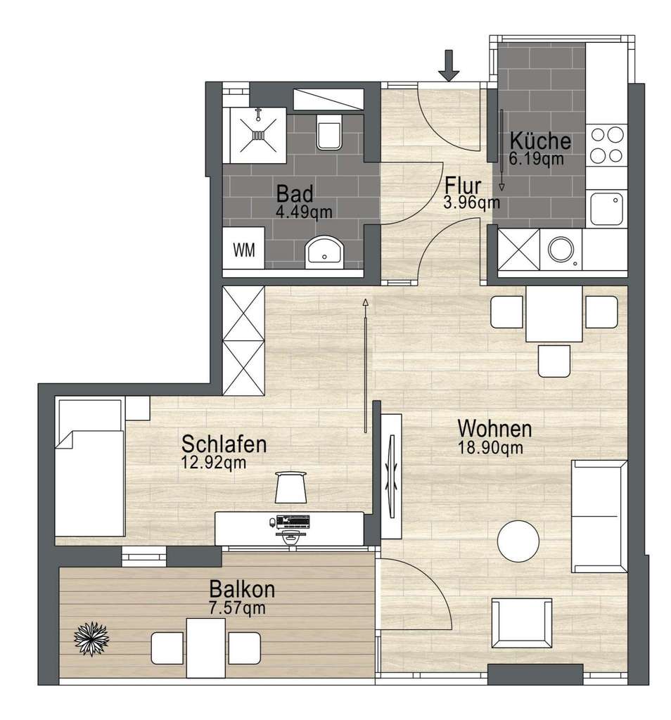 Immobilie in Backnang - *Seniorenwohnanlage* : Vermietete 1,5-Zi-Whg mit Balkon, Aufzug und Hausmeisterservice - Bild 1