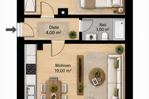 Frisch renovierte 2-Zimmer-Wohnung, 39 m², Stuttgart-Feuerbach - hell & top angebunden – 70469 Lemberg/Föhrich, Stuttgart – Vorschaubild 7
