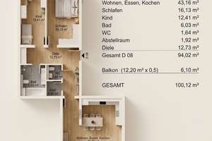 Europaviertel | Moderne 3-Zimmer-Wohnung mit 100 m² & großem Balkon – 60486 Gallus, Frankfurt am Main – Vorschaubild 22