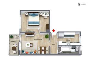 Sofort bezugsfrei: Schöne 2-Zimmer-Wohnung mit Balkon und Blick ins Grüne – 99094 Möbisburg-Rhoda, Erfurt – Vorschaubild 11