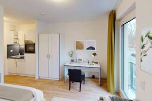 ** Modernes, vollmöbliertes 1-Zimmer-Apartment mit EINBAUKÜCHE und gemeinschaftlicher DACHTERRASS...