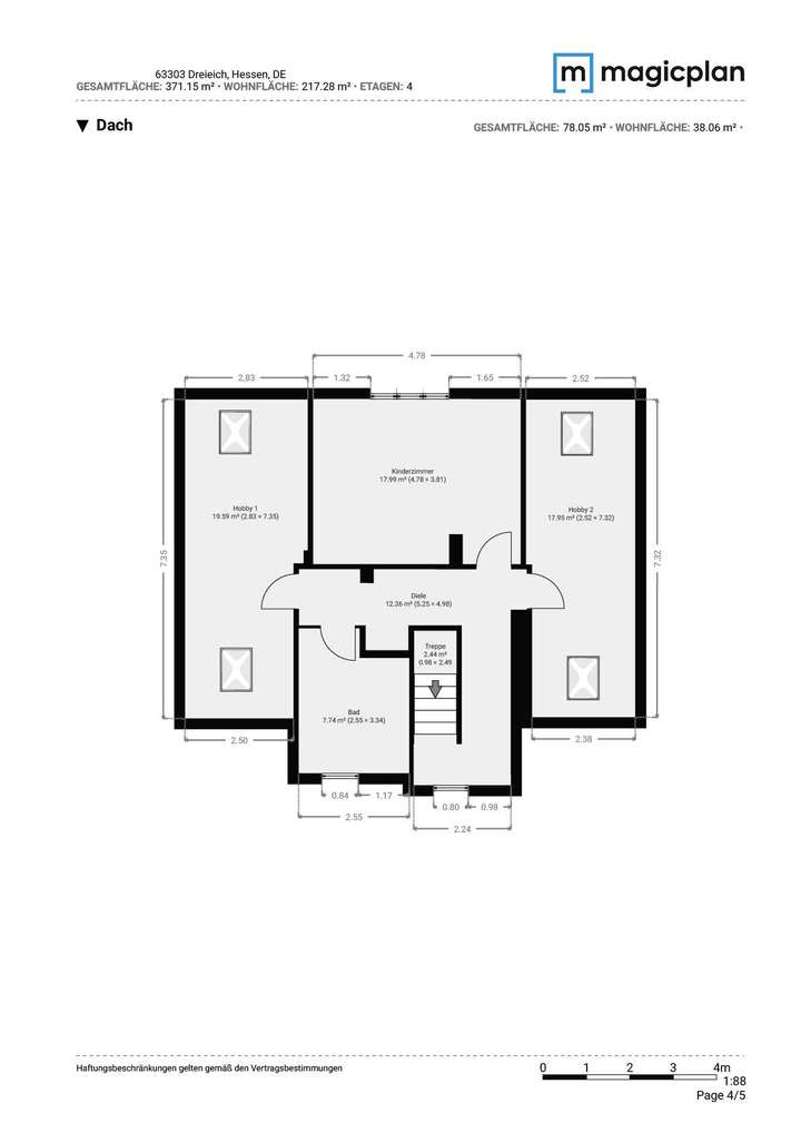 Grundriss Dachgeschoss Exposé