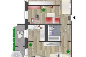 Direkt am Johanniskarree gelegene 3-Raum-Wohnung mit Balkon – Theresenstr. 1, 9111 Zentrum, Chemnitz – Vorschaubild 6