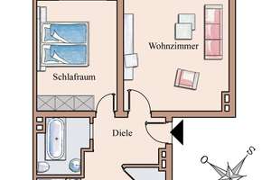 Atbauwohnung in Düsseldorf-Bilk mit Einbauküche 