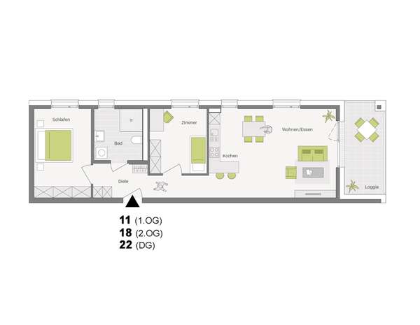 3-Zimmer im Obergeschoss