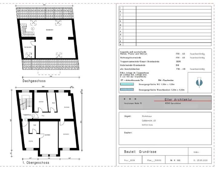 Grundrisse 1 Ober- und Dach...