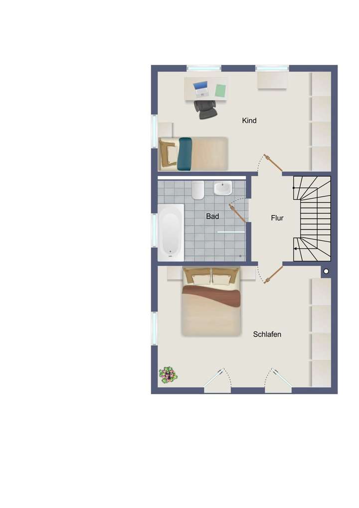 2D Grundriss des Obergeschosse