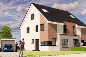 Doppelhaushälfte mit Keller inkl. Grundstück, KfW 40,  Energieklasse A+ mit PV-Anlage, Wärmepumpe