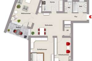 Ruhige Wohnung (108qm) mit drei Balkonen – Gudrunstr. 32, 90459 Hummelstein, Nürnberg – Vorschaubild 2