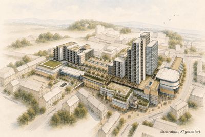 Panoramablick: 2-Zimmer-Wohnung im Marstall-Center mit überdachten Balkon
