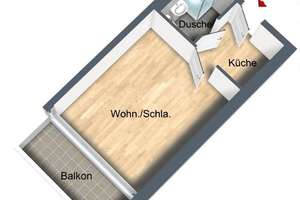 1-ZIMMER-WOHNUNG mit KÜCHE, SÜD-BALKON, Aufzug – Goldschmiedeschulstrasse 6, 75173 Südweststadt, Pforzheim – Vorschaubild 8
