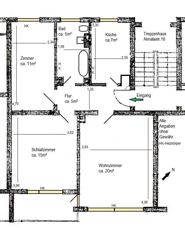Walle: Freie 3-Zi-ETW in mittlerer Etage mit Balkon zum Kauf, Bremen – Bild 3