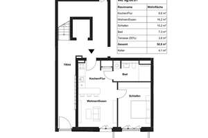 Neubauquartier Deiker Höfe: Großzügige 2-Zimmer-Wohnung mit Einbauküche und Terrasse! – 40468 Stockum, Düsseldorf – Vorschaubild 2
