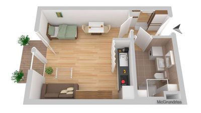 Barrierefreie gemütliche Single-Wohnung mit Balkon und Blick ins Grüne