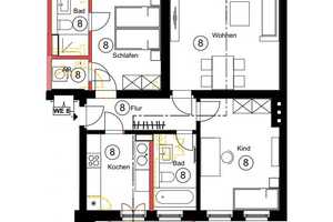 2 Bäder +  Balkon - moderne 3 Raumwohnung -  Erstbezug im Leipziger Süden – Kantstraße 57, 4275 Leipzig – Vorschaubild 9
