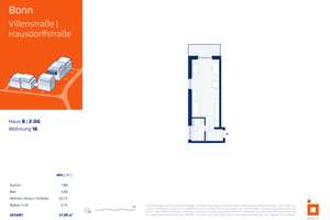 B16: 1-Zimmerwohnung im 2. OG mit Balkon zur Gartenseite – Hausdorffstraße 348, 53129 Dottendorf, Bonn – Vorschaubild 4
