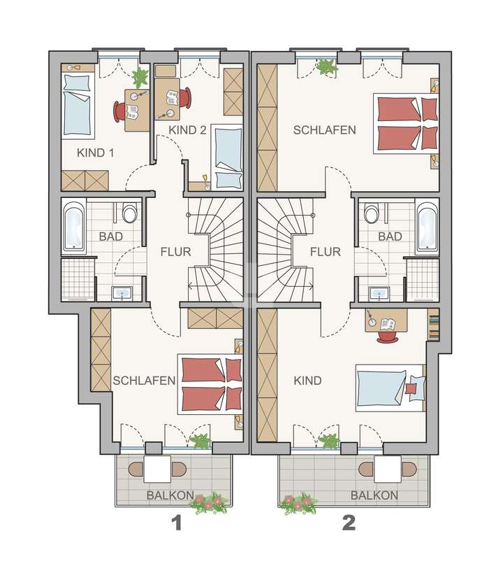 Grundriss Obergeschoss Haus 1 