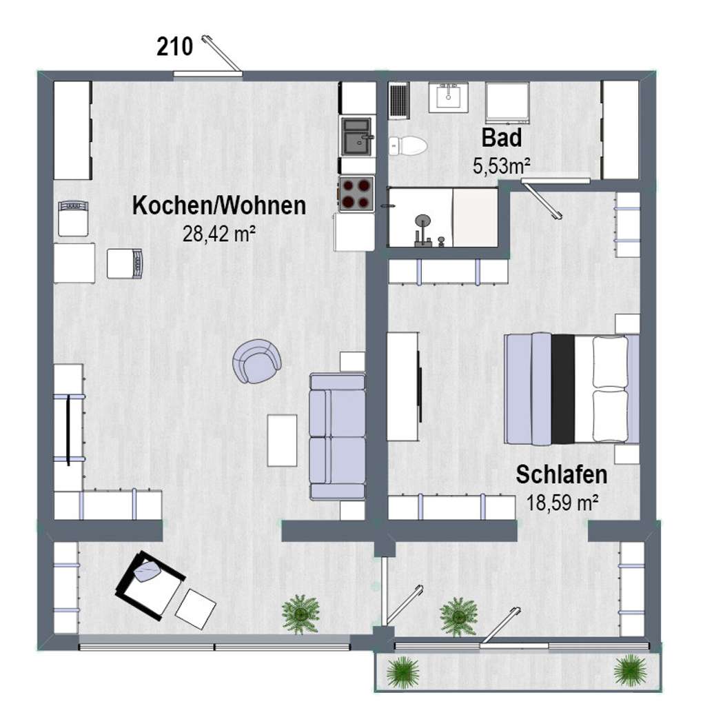 Immobilie in Bad Mergentheim - Großzügig geschnittene 2 Zimmerwohnung inkl. Einbauküche - Bild 1