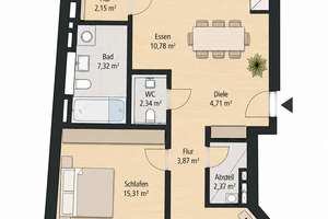 Exklusives Wohnen am Nockherberg – hochwertige 3,5-Zimmer-Wohnung mit Klimaanlage & zwei Balkonen – 81541 Obere Au, München – Vorschaubild 2