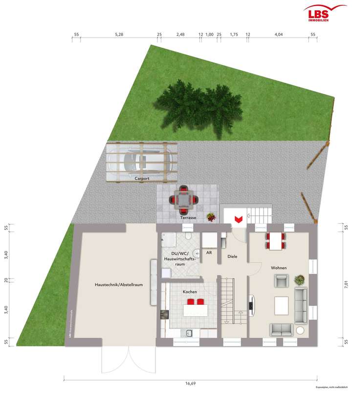 Erdgeschoss und Außenbereich