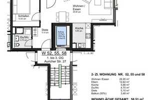 In zentraler Lage! Moderne 2-Zimmer Wohnung mit tollem Balkon! – Auricher Str. 27, 70437 Stuttgart – Vorschaubild 2